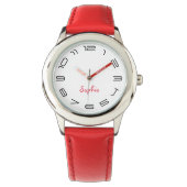 Mädchen Moderner Chic Trendy Cool Red Individuelle Armbanduhr (Vorderseite)