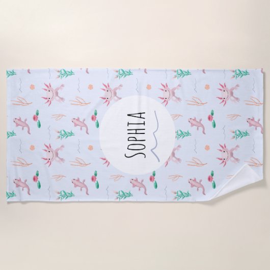 Mädchen Moderner und Niedlicher Axolotl Pattern Ki Strandtuch (Vorderseite)