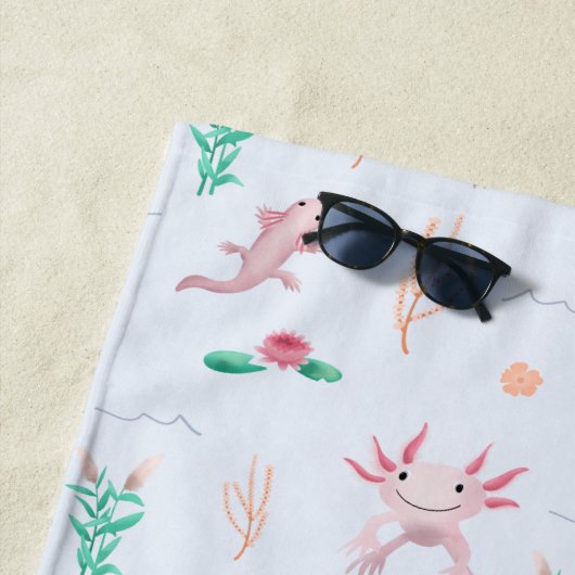 Mädchen Moderner und Niedlicher Axolotl Pattern Ki Strandtuch (Beispiel)