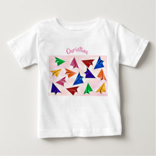 Mädchen mögen auch Flugzeug aus Papier Baby T-shirt