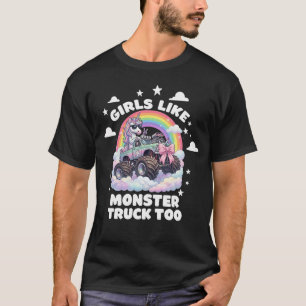 Mädchen mögen auch Monstertruck Einhorn Zierpuppe T-Shirt