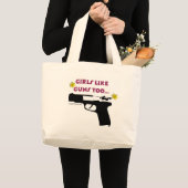 Mädchen mögen Gewehre auch Jumbo Stoffbeutel (Vorderseite (Produkt))