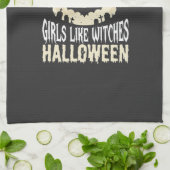 Mädchen mögen Hexen Halloween-Fledermaus-Design_1 Geschirrtuch (Gefaltet)