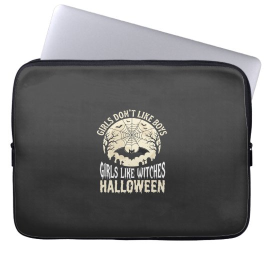 Mädchen mögen Hexen Halloween-Fledermaus-Design_1 Laptopschutzhülle (Vorderseite)