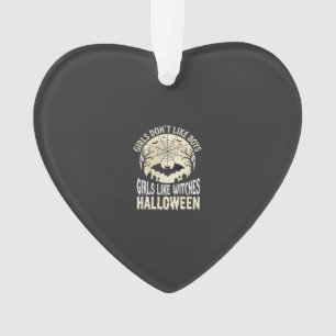 Mädchen mögen Hexen Halloween-Fledermaus-Design_1 Ornament