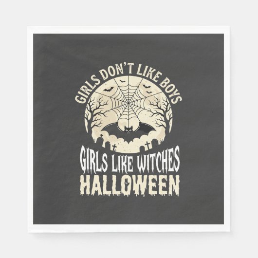 Mädchen mögen Hexen Halloween-Fledermaus-Design_1 Serviette (Vorderseite)