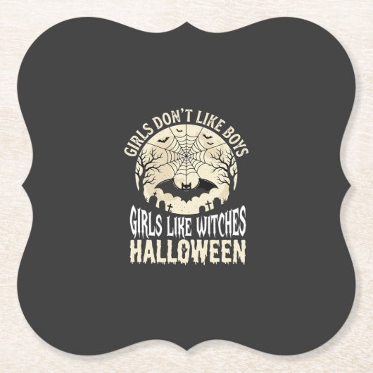 Mädchen mögen Hexen Halloween-Fledermaus-Design_1 Untersetzer (Vorderseite)