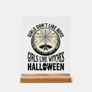 Mädchen mögen Hexen Halloween Vintage Vektor Desig Acrylschild