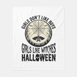 Mädchen mögen Hexen Halloween Vintage Vektor Desig Fleecedecke