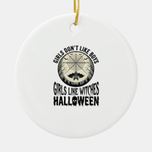 Mädchen mögen Hexen Halloween Vintage Vektor Desig Keramik Ornament