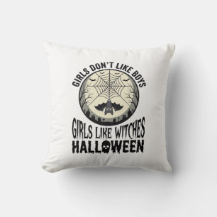 Mädchen mögen Hexen Halloween Vintage Vektor Desig Kissen