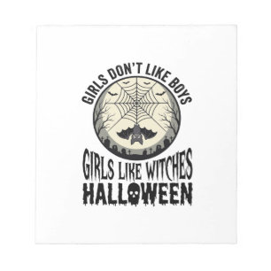 Mädchen mögen Hexen Halloween Vintage Vektor Desig Notizblock