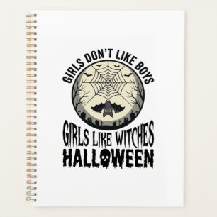 Mädchen mögen Hexen Halloween Vintage Vektor Desig Planer