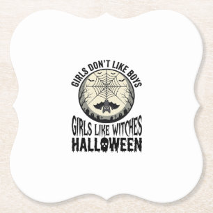 Mädchen mögen Hexen Halloween Vintage Vektor Desig Untersetzer