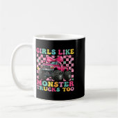 Mädchen mögen Monstertrucks auch rosa Schleifen-Tr Kaffeetasse (Links)