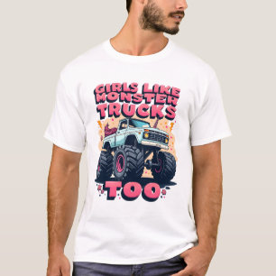 Mädchen mögen Monstertrucks auch Vintage-Einhorn-M T-Shirt