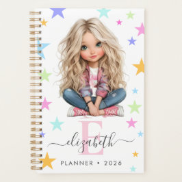 Mädchen-Monogramm Beliebige Anfangsbuchstabe & Nam Planer