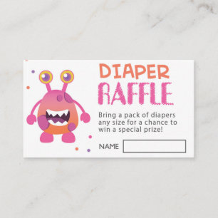 Mädchen-Monster-Babyparty-Windelraffle-Karte Visitenkarte