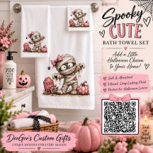 Mädchen-Mumie und rosa Kürbis Halloween-Badehandtu
