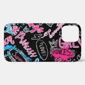 Mädchen Muster mit kalligrafischem Slogan, Herz, Case-Mate iPhone Hülle (Rückseite (Horizontal))