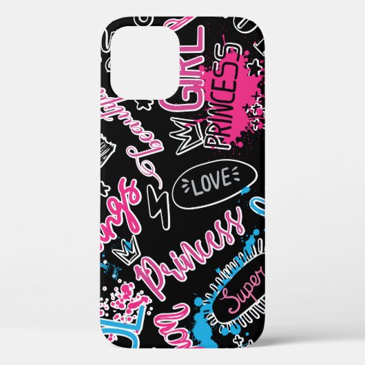 Mädchen Muster mit kalligrafischem Slogan, Herz, Case-Mate iPhone Hülle (Rückseite)