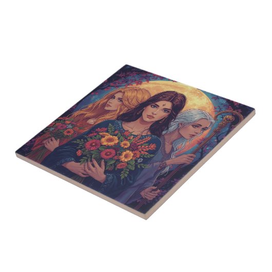 Mädchen Mutter Greisin Fliese (Seite)