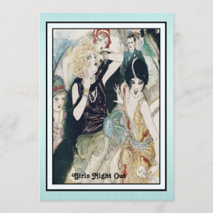Mädchen Nacht Ausgelassene Vintage Art Deco Custom Einladung