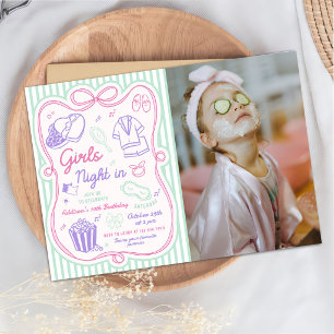 Mädchen Nacht In Pyjamaparty Tween Geburtstagsfoto Einladung