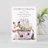 Mädchen-Nachtheraus Kochkurs Einladung (Stehend Vorderseite)