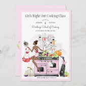 Mädchen-Nachtheraus Kochkurs Einladung (Vorne/Hinten)