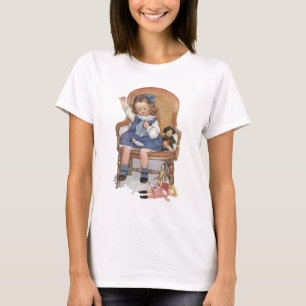 Mädchen näht Puppen T-Shirt