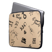 Mädchen nahtlos Muster mit kalligrafischem Slogan, Laptopschutzhülle (Vorderseite Links)