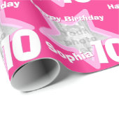 Mädchen Name 10 fügen Sie Ihr Foto rosa Sternmuste Geschenkpapier (Rolleneckpunkt)