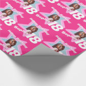 Mädchen Name 18 fügen Sie Ihr Foto rosa Sternmuste Geschenkpapier (Ecke)