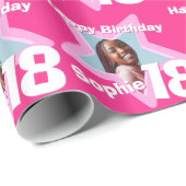Mädchen Name 18 fügen Sie Ihr Foto rosa Sternmuste Geschenkpapier (Rolleneckpunkt)