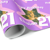 Mädchen Name 21. Fügen Sie Ihrem Foto lila Sternmu Geschenkpapier (Rolleneckpunkt)