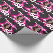Mädchen Name 50. Geburtstag Foto pinkfarbene schwa Geschenkpapier (Ecke)