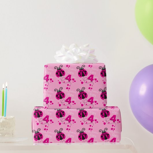Mädchen Name age ladybug Geburtstag gemusterte Ver Geschenkpapier (Partygeschenke)