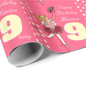 Mädchen Name Alter Ballerina Geburtstag gemusterte Geschenkpapier (Rolleneckpunkt)
