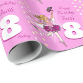 Mädchen Name Alter Ballerina Geburtstag gemusterte Geschenkpapier (Rolleneckpunkt)