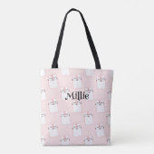 Mädchen Name Niedlich Cat Pink Pattern School Tasche (Rückseite)
