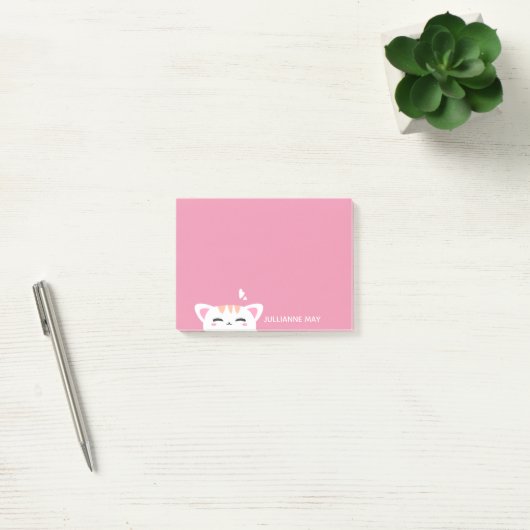 Mädchen Name Pastel Pink Niedlich Kitty Post-it Klebezettel (Büro)