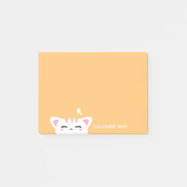 Mädchen Name Pastel Yellow Niedlich Kitty Post-it Klebezettel