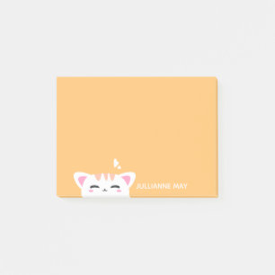 Mädchen Name Pastel Yellow Niedlich Kitty Post-it Klebezettel