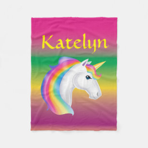 Mädchen-Name-Regenbogenunicorn-Fleece Fleecedecke