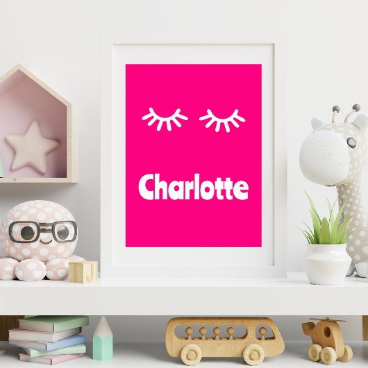 Mädchen Name Solide Rosa Wimpern Poster