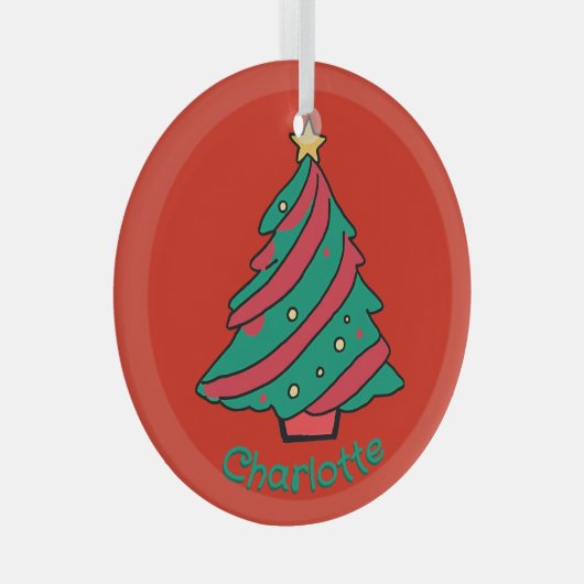 Mädchen Name Weihnachtsbaum Ornament Aus Glas (Vorderseite Rechts)