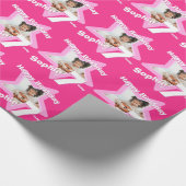 Mädchen Namen 7 fügen Ihr Foto rosa Sternmuster hi Geschenkpapier (Ecke)