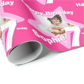 Mädchen Namen 7 fügen Ihr Foto rosa Sternmuster hi Geschenkpapier (Rolleneckpunkt)