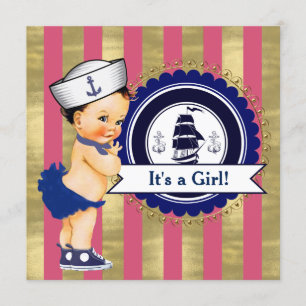 Mädchen Nautical Baby Shower Einladung